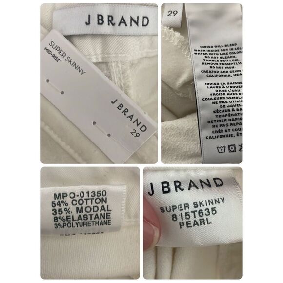 NEW J Brand Super Skinny Mid-Rise Velvet Jean Pearl 29 - Picture 8 of 10